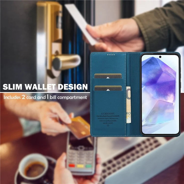LC.IMEEKE L1 Series for Samsung Galaxy S24 FE Case PU Leather Wallet Stand Protective Phone Cover