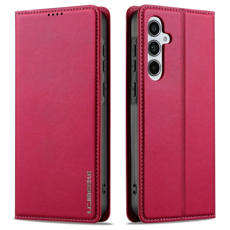LC.IMEEKE L1 Series for Samsung Galaxy S24 FE Case PU Leather Wallet Stand Protective Phone Cover