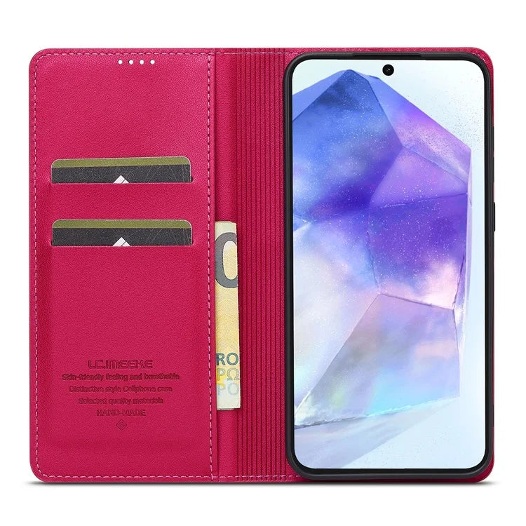 LC.IMEEKE L1 Series for Samsung Galaxy S24 FE Case PU Leather Wallet Stand Protective Phone Cover