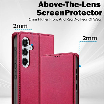 LC.IMEEKE L1 Series for Samsung Galaxy S24 FE Case PU Leather Wallet Stand Protective Phone Cover