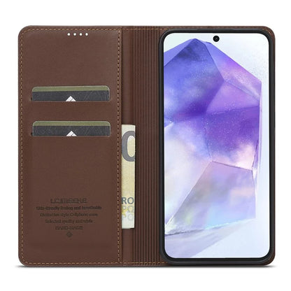 LC.IMEEKE L1 Series for Samsung Galaxy S24 FE Case PU Leather Wallet Stand Protective Phone Cover