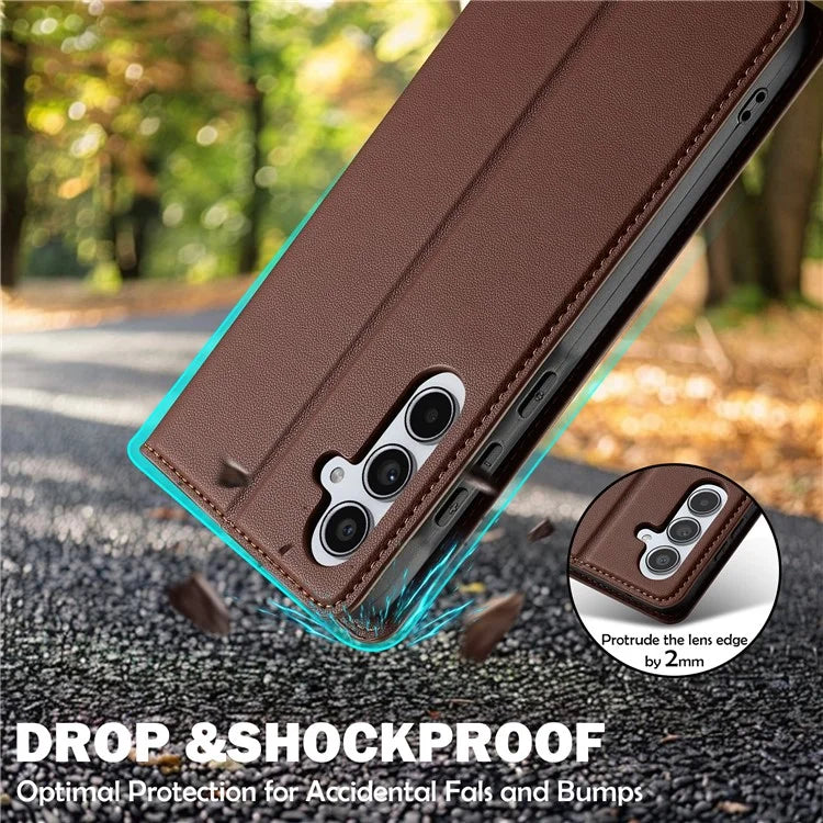 LC.IMEEKE L1 Series for Samsung Galaxy S24 FE Case PU Leather Wallet Stand Protective Phone Cover