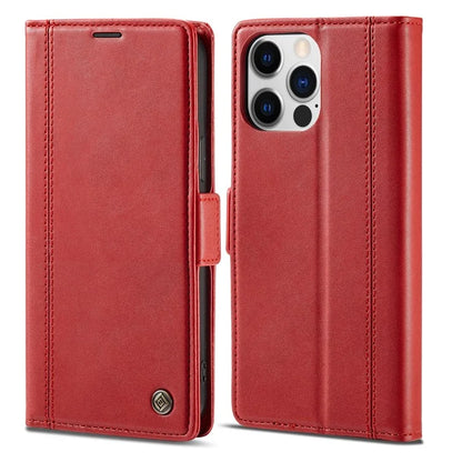 LC.IMEEKE For iPhone 16 Pro Max Leather Case Imprint Lines Phone Cover Wallet Stand
