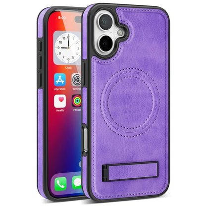 For iPhone 16 Plus Magnetic Case Leather Kickstand Phone Cover Compatible with MagSafe