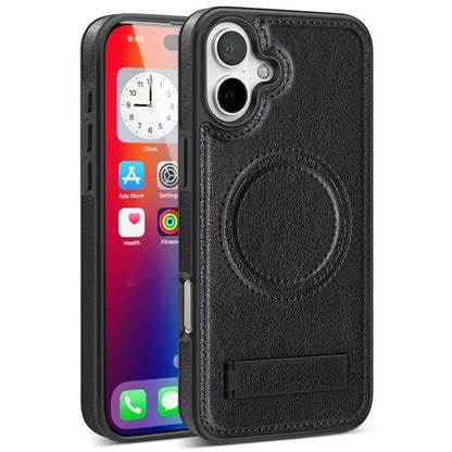 For iPhone 16 Plus Magnetic Case Leather Kickstand Phone Cover Compatible with MagSafe