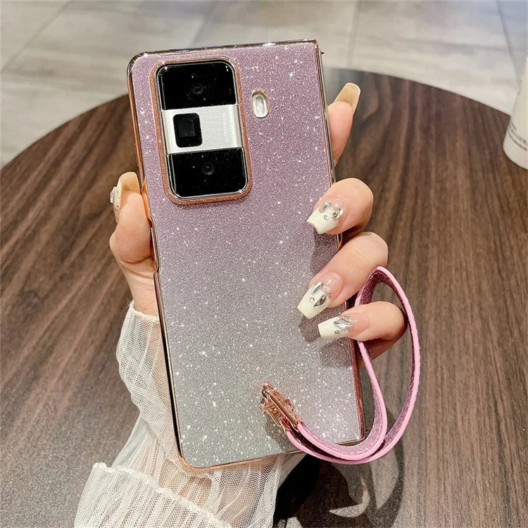 For Honor Magic Vs3 5G Case Glitter Bling Hard PC Phone Cover with Wrist Strap