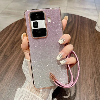 For Honor Magic Vs3 5G Case Glitter Bling Hard PC Phone Cover with Wrist Strap
