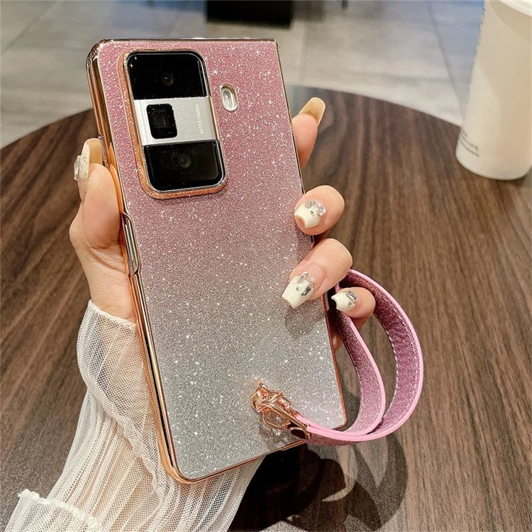For Honor Magic Vs3 5G Case Glitter Bling Hard PC Phone Cover with Wrist Strap