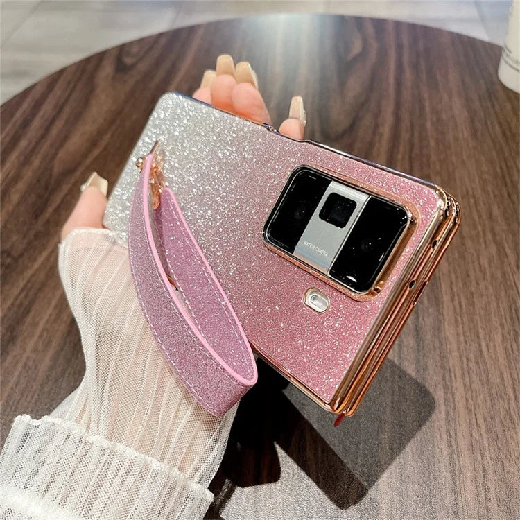 For Honor Magic Vs3 5G Case Glitter Bling Hard PC Phone Cover with Wrist Strap