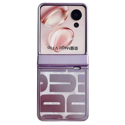 For Honor Magic V Flip 5G Case Hard PC Electroplating Phone Cover with Hinge Protection