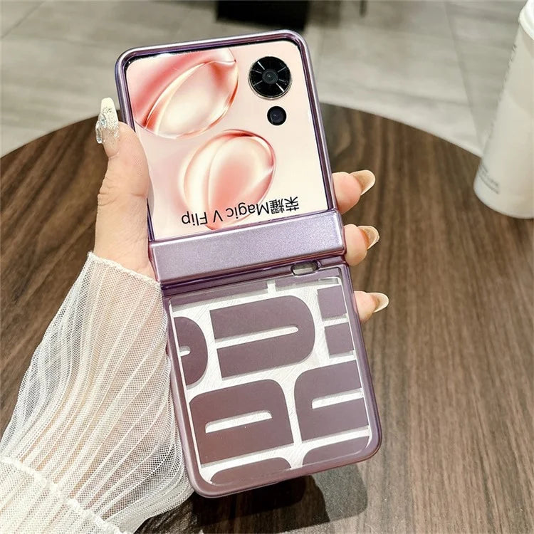 For Honor Magic V Flip 5G Case Hard PC Electroplating Phone Cover with Hinge Protection