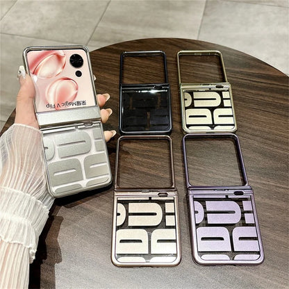 For Honor Magic V Flip 5G Case Hard PC Electroplating Phone Cover with Hinge Protection