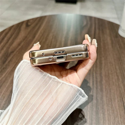 For Honor Magic V Flip 5G Case Hard PC Electroplating Phone Cover with Hinge Protection