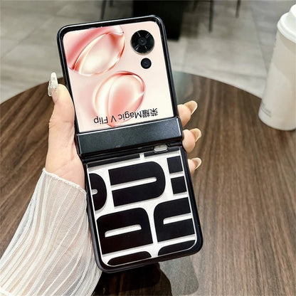 For Honor Magic V Flip 5G Case Hard PC Electroplating Phone Cover with Hinge Protection