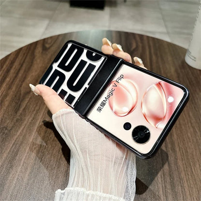 For Honor Magic V Flip 5G Case Hard PC Electroplating Phone Cover with Hinge Protection
