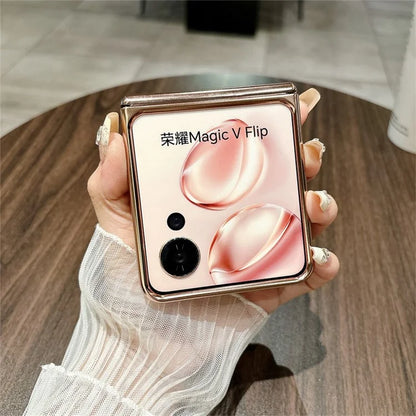 For Honor Magic V Flip 5G Case Hard PC Electroplating Phone Cover with Hinge Protection