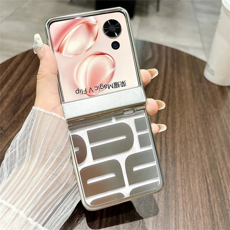 For Honor Magic V Flip 5G Case Hard PC Electroplating Phone Cover with Hinge Protection