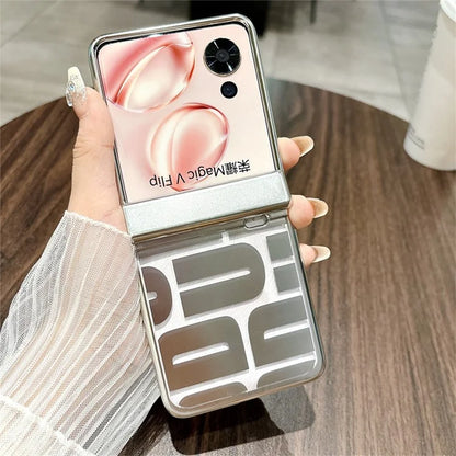 For Honor Magic V Flip 5G Case Hard PC Electroplating Phone Cover with Hinge Protection