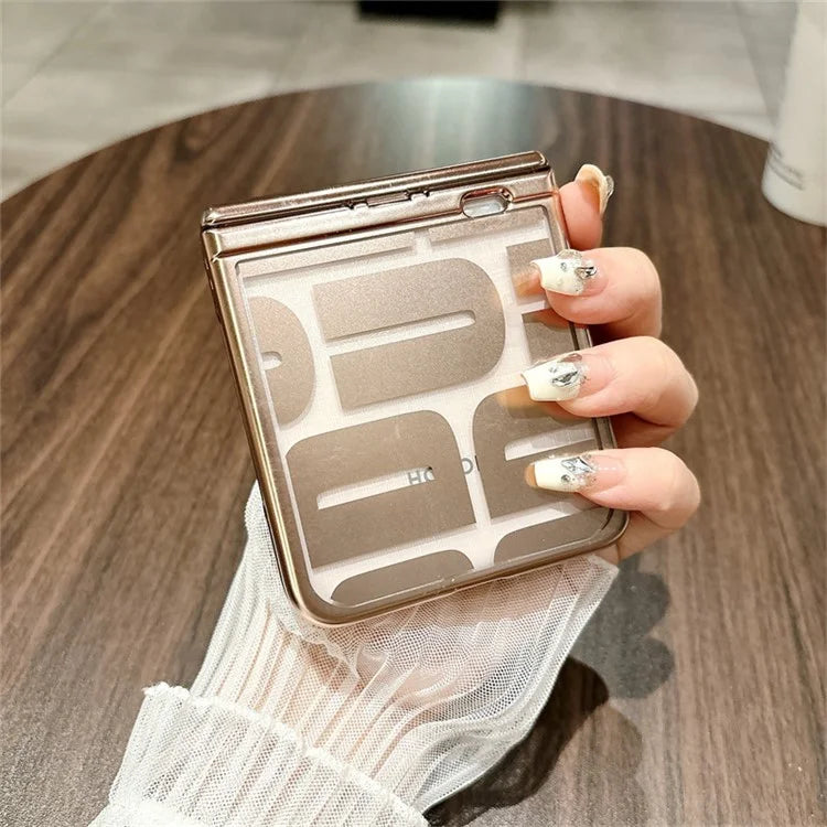 For Honor Magic V Flip 5G Case Hard PC Electroplating Phone Cover with Hinge Protection