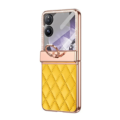 For Xiaomi Mix Flip 5G Case Ring Holder Rhinestone Leather+PC Rhombus Phone Cover