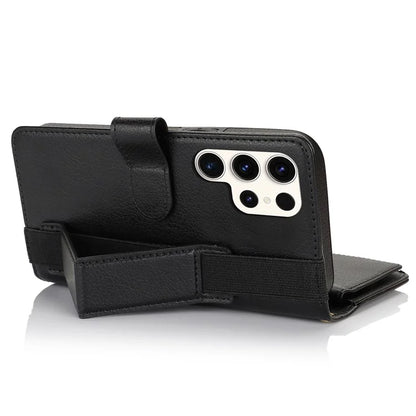 XL-001 For Samsung Galaxy S23 Ultra Case Zipper Pocket Wristband Stand Leather Phone Cover