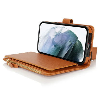 XL-001 For Samsung Galaxy S23 Ultra Case Zipper Pocket Wristband Stand Leather Phone Cover