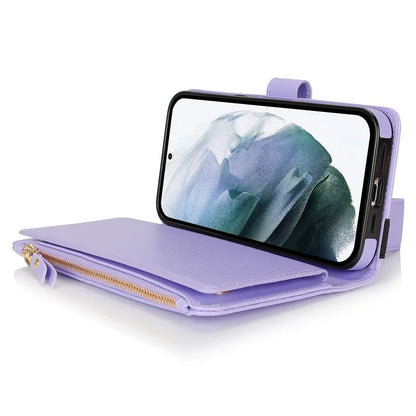 XL-001 For Samsung Galaxy S23 Ultra Case Zipper Pocket Wristband Stand Leather Phone Cover