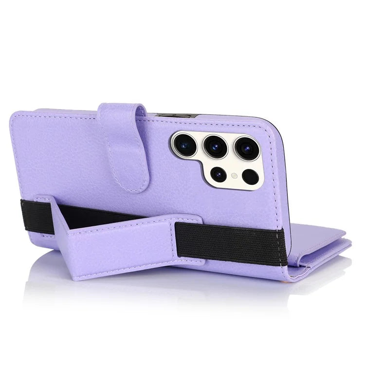 XL-001 For Samsung Galaxy S23 Ultra Case Zipper Pocket Wristband Stand Leather Phone Cover