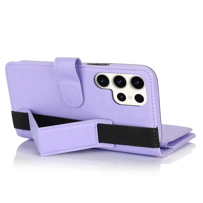 XL-001 For Samsung Galaxy S23 Ultra Case Zipper Pocket Wristband Stand Leather Phone Cover