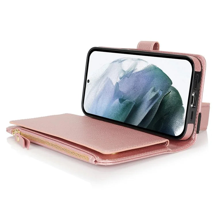 XL-001 For Samsung Galaxy S23 Ultra Case Zipper Pocket Wristband Stand Leather Phone Cover