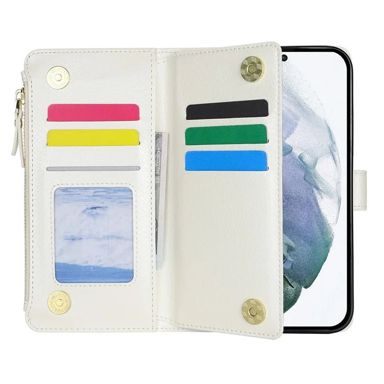 XL-001 For Samsung Galaxy S23 Ultra Case Zipper Pocket Wristband Stand Leather Phone Cover