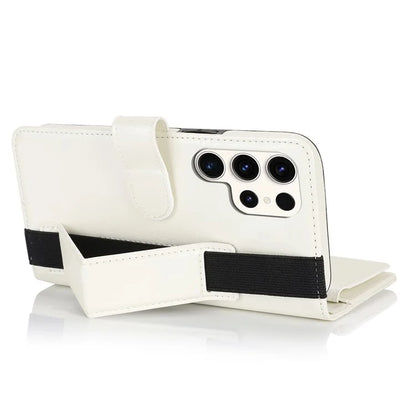 XL-001 For Samsung Galaxy S23 Ultra Case Zipper Pocket Wristband Stand Leather Phone Cover