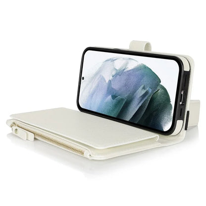 XL-001 For Samsung Galaxy S23 Ultra Case Zipper Pocket Wristband Stand Leather Phone Cover