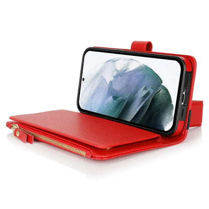 XL-001 For Samsung Galaxy S23 Ultra Case Zipper Pocket Wristband Stand Leather Phone Cover