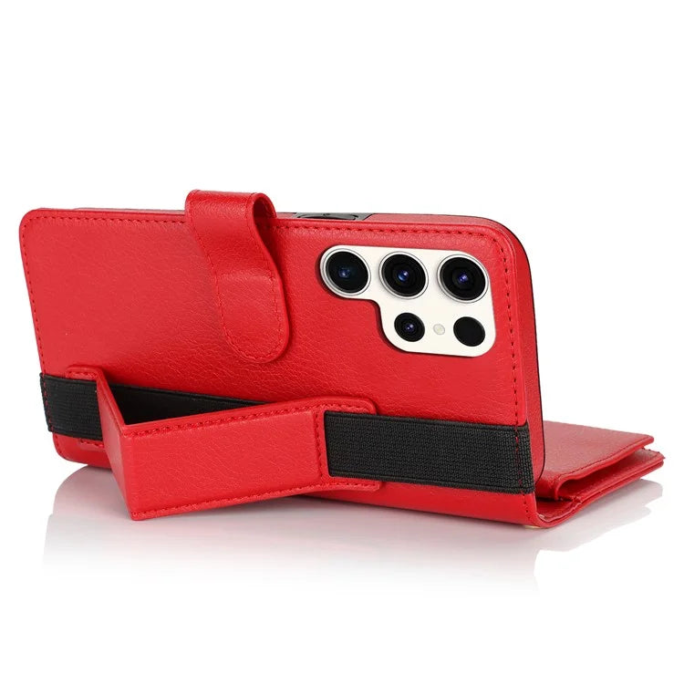 XL-001 For Samsung Galaxy S23 Ultra Case Zipper Pocket Wristband Stand Leather Phone Cover