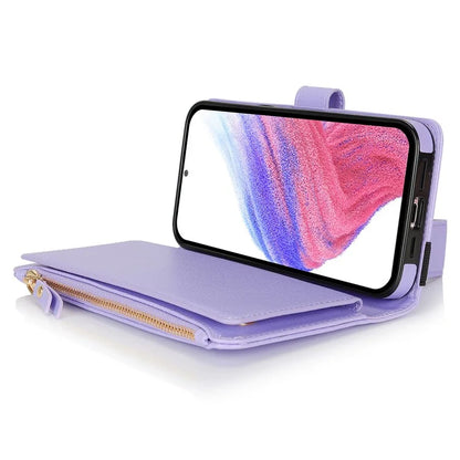 XL-001 For Samsung Galaxy S23 FE Case Zipper Pocket Wristband Stand Leather Phone Cover