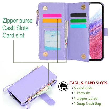 XL-001 For Samsung Galaxy S23 FE Case Zipper Pocket Wristband Stand Leather Phone Cover
