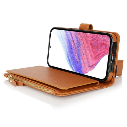 XL-001 For Samsung Galaxy S23 FE Case Zipper Pocket Wristband Stand Leather Phone Cover