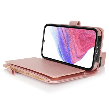 XL-001 For Samsung Galaxy S23 FE Case Zipper Pocket Wristband Stand Leather Phone Cover