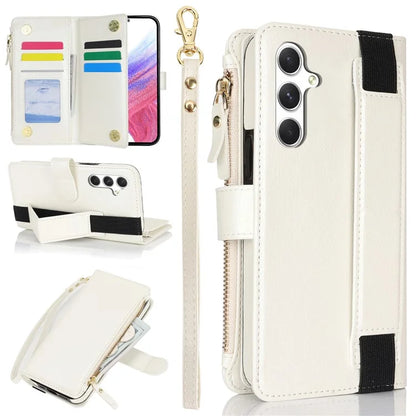 XL-001 For Samsung Galaxy S23 FE Case Zipper Pocket Wristband Stand Leather Phone Cover