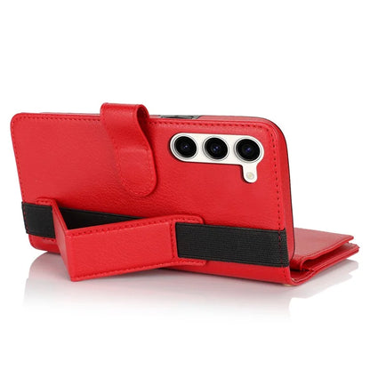 XL-001 For Samsung Galaxy S23+ Case Zipper Pocket Wristband Stand Leather Phone Cover