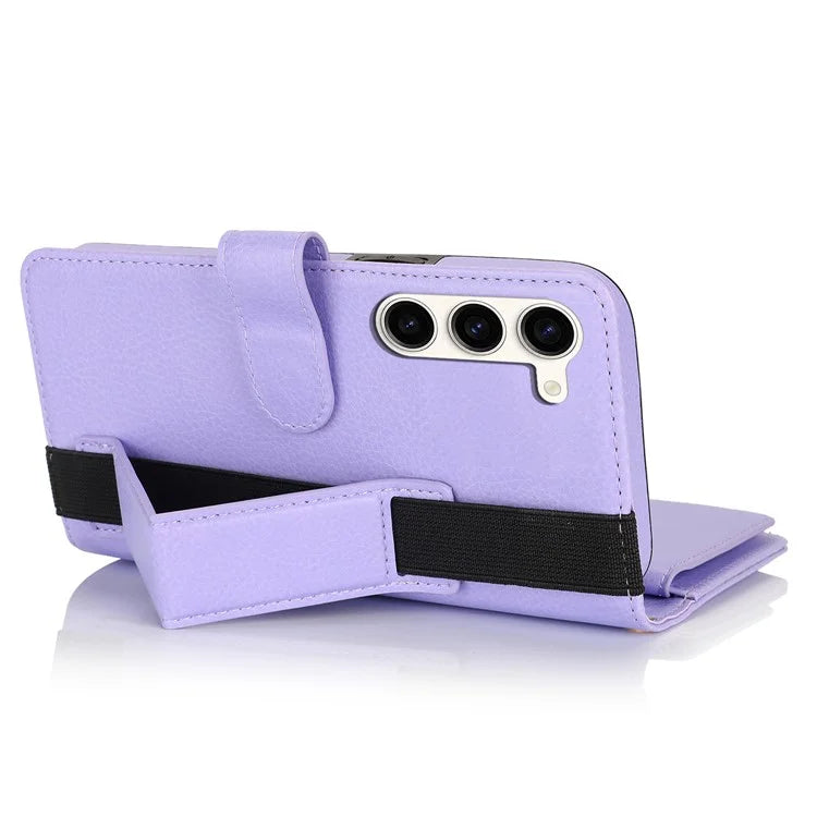 XL-001 For Samsung Galaxy S23 Case Zipper Pocket Wristband Stand Leather Phone Cover