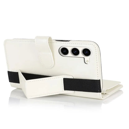 XL-001 For Samsung Galaxy S23 Case Zipper Pocket Wristband Stand Leather Phone Cover