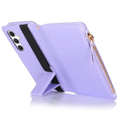 XL-001 For Samsung Galaxy A55 5G Case Zipper Pocket Wristband Stand Leather Phone Cover