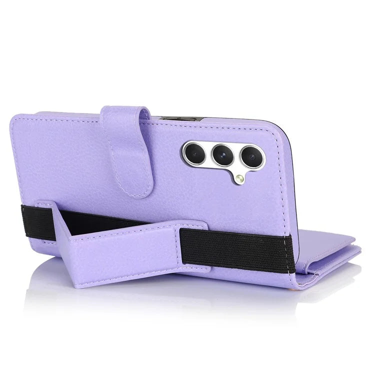 XL-001 For Samsung Galaxy A55 5G Case Zipper Pocket Wristband Stand Leather Phone Cover
