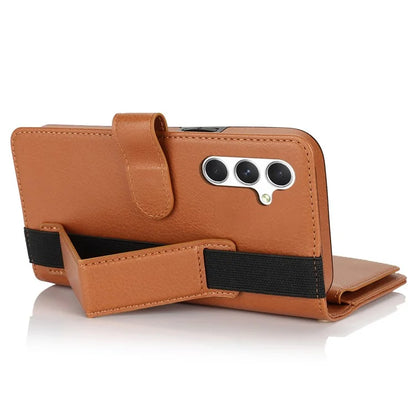 XL-001 For Samsung Galaxy A55 5G Case Zipper Pocket Wristband Stand Leather Phone Cover