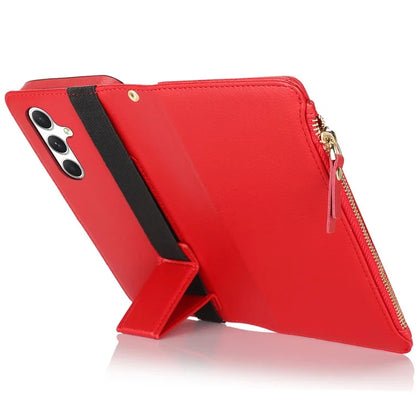 XL-001 For Samsung Galaxy A55 5G Case Zipper Pocket Wristband Stand Leather Phone Cover