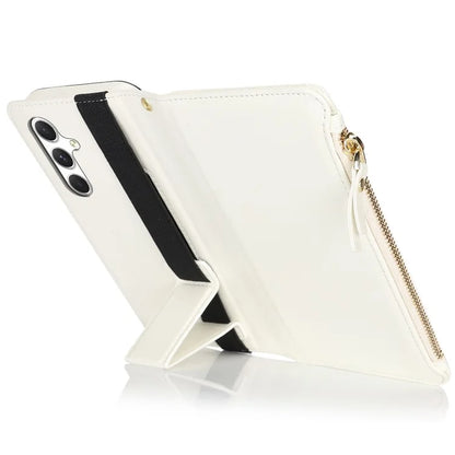 XL-001 For Samsung Galaxy S24+ Case Zipper Pocket Wristband Stand Leather Phone Cover