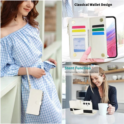 XL-001 For Samsung Galaxy S24+ Case Zipper Pocket Wristband Stand Leather Phone Cover