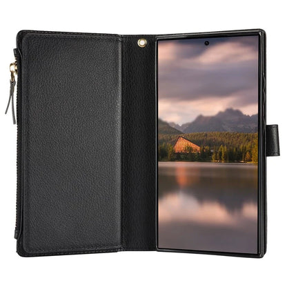 XL-001 For Samsung Galaxy S24 Ultra Case Zipper Pocket Wristband Stand Leather Phone Cover